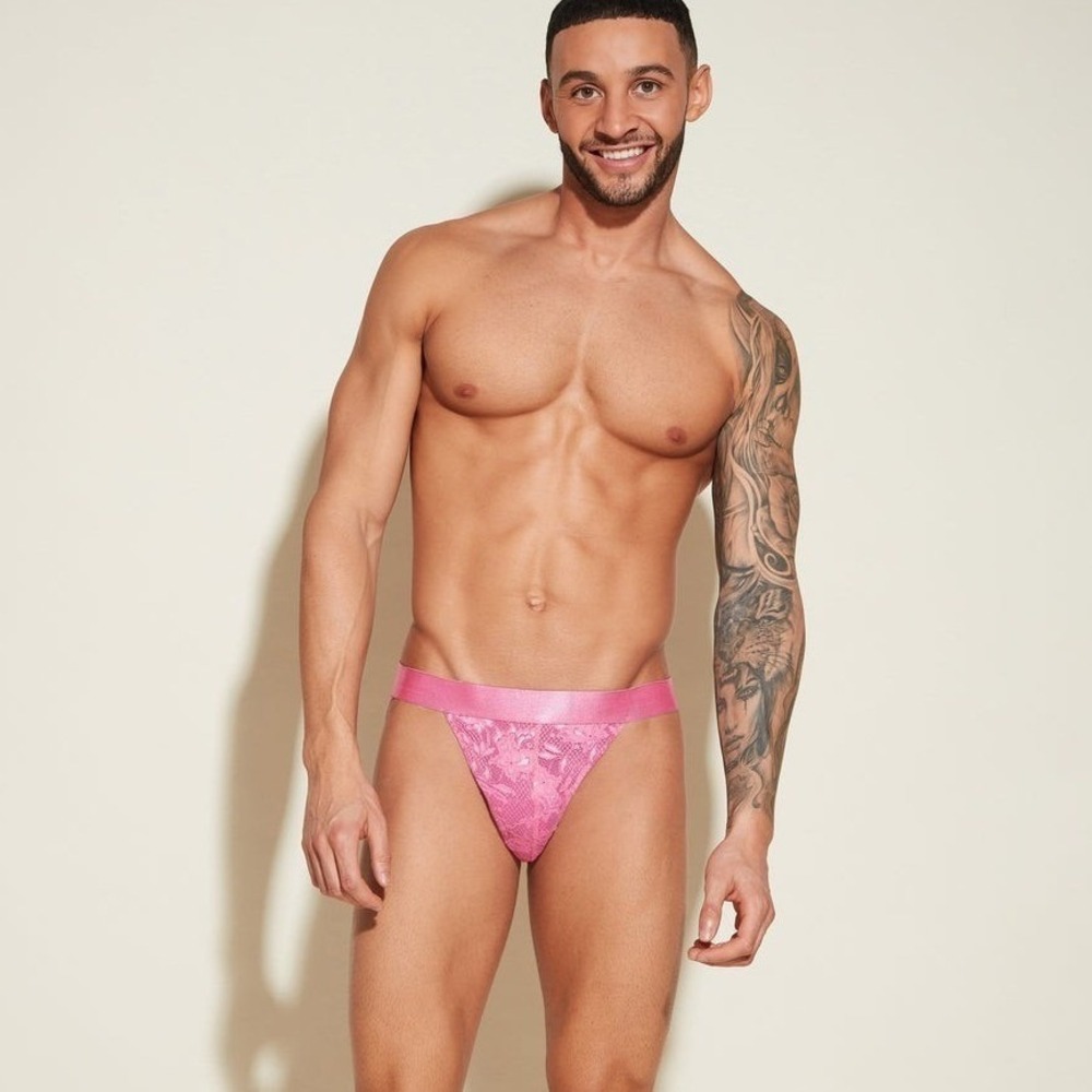 Cosabella Never Say Never Men's Lace Brief‎ Hot Pink Floral Low Rise Underwear